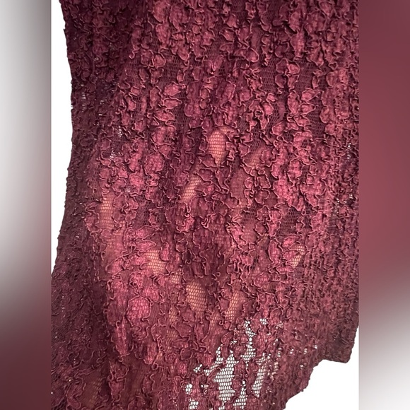 Victoria's Secret Vtg Sheer Lace Wine Short Sleeve Top Size M, Runway, RetroGlam - Picture 4 of 6